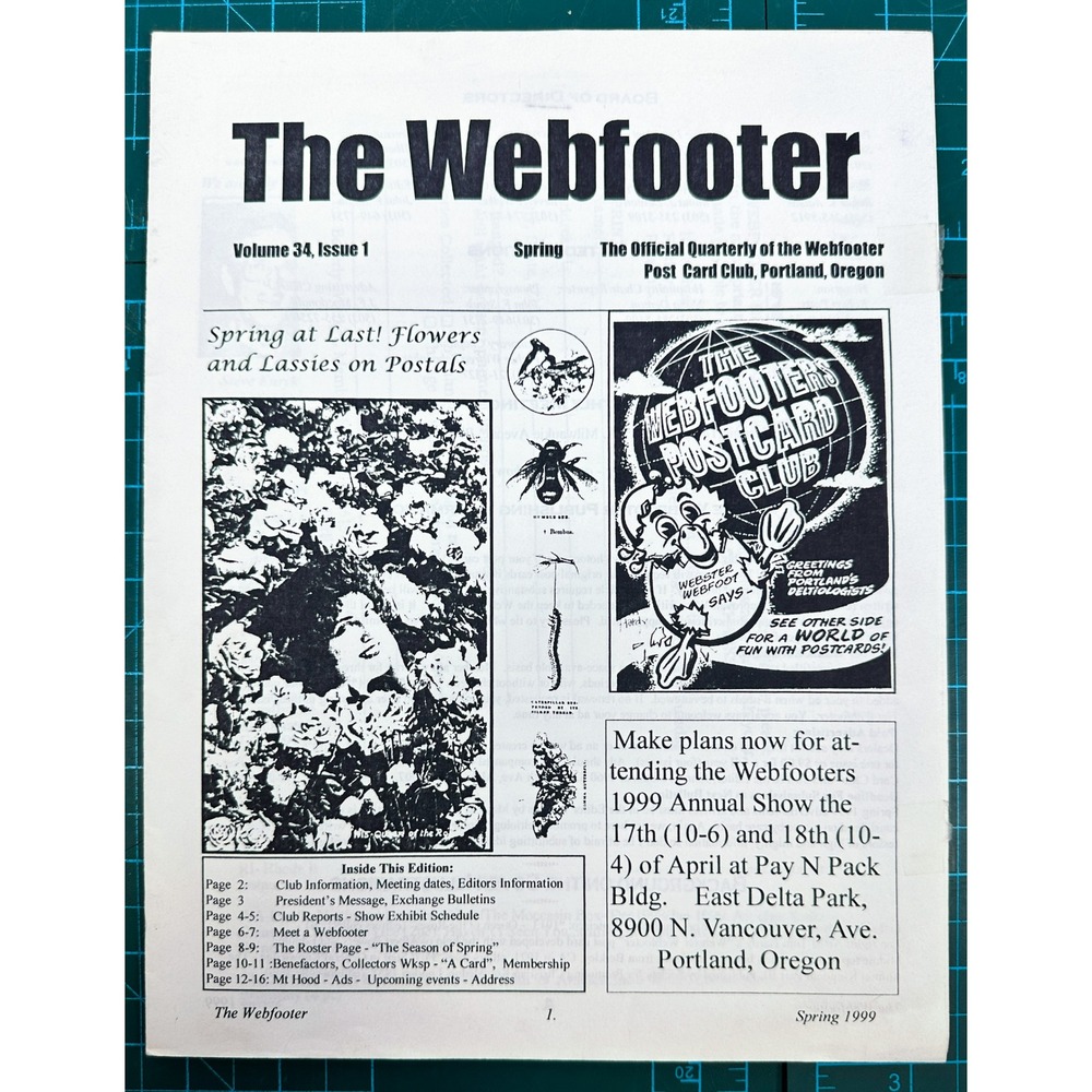 The Webfooter Vol 34 Issue 1 Spring 1999 Postcard Club Newsletter Portland OR